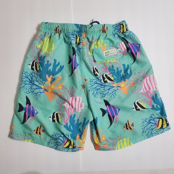 US Surf Club Mint Green Colorful Fish Swim Trunks with Liner Men's Size Large - Picture 2 of 6